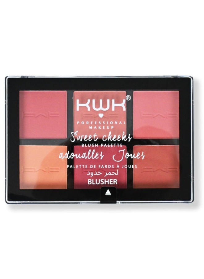 kwk Professional Makeup Sweet Cheeks Blush Palette, 6 Shades - Image 1